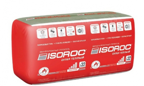 Утеплитель в плитах ISOROC Супер Теплый, 3,05м2, 100мм, 610х1000мм 